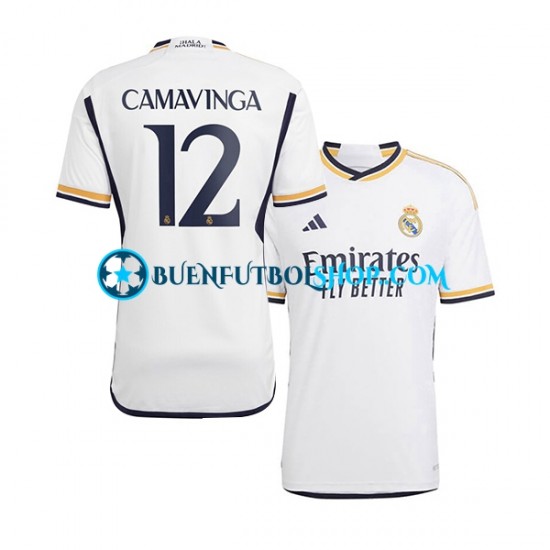 Camiseta de Fútbol Real Madrid Camavinga 12 2023-2024 Primera Equipación Manga Corta Hombre