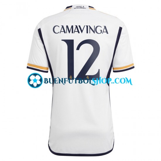 Camiseta de Fútbol Real Madrid Camavinga 12 2023-2024 Primera Equipación Manga Corta Hombre