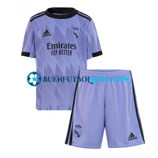 Camiseta de Fútbol Real Madrid 2022-2023 Segunda Equipación Manga Corta Niño