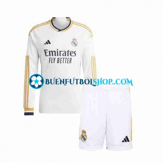 Camiseta de Fútbol Real Madrid 2023-2024 Primera Equipación Manga Larga Niño