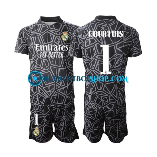 Camiseta de Fútbol Real Madrid Portero Courtois 1 2022-2023 Segunda Equipación Manga Corta Niño