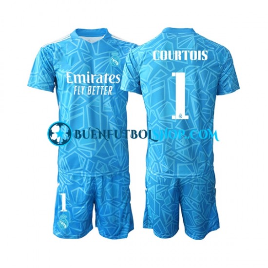 Camiseta de Fútbol Real Madrid Portero Courtois 1 2022-2023 Primera Equipación Manga Corta Niño