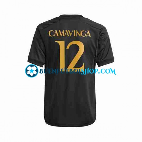 Camiseta de Fútbol Real Madrid Eduardo Camavinga 12 2023-2024 Tercera Equipación Manga Corta Hombre