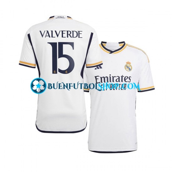 Camiseta de Fútbol Real Madrid Federico Valverde 15 2023-2024 Primera Equipación Manga Corta Hombre