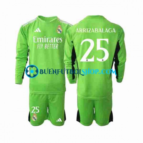 Camiseta de Fútbol Real Madrid Portero Kepa Arrizabalaga 25 2023-2024 Primera Equipación Manga Larga Niño