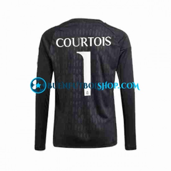 Camiseta de Fútbol Real Madrid Portero Thibaut Courtois 1 2023-2024 Segunda Equipación Manga Larga Hombre