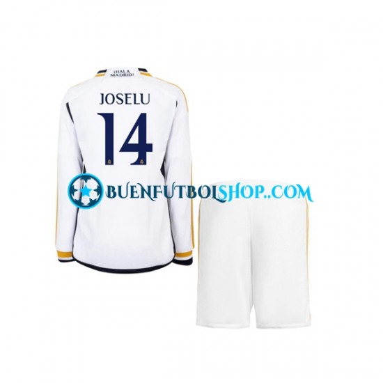 Camiseta de Fútbol Real Madrid JOSELU 14 2023-2024 Primera Equipación Manga Larga Niño