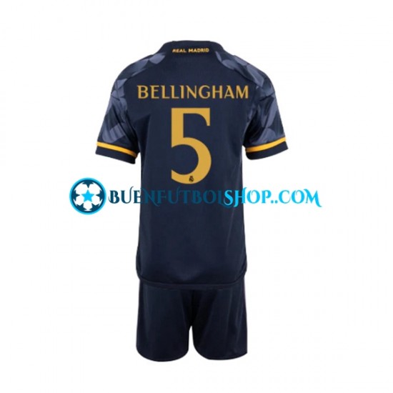 Camiseta de Fútbol Real Madrid Jude Bellingham 5 2023-2024 Segunda Equipación Manga Corta Niño