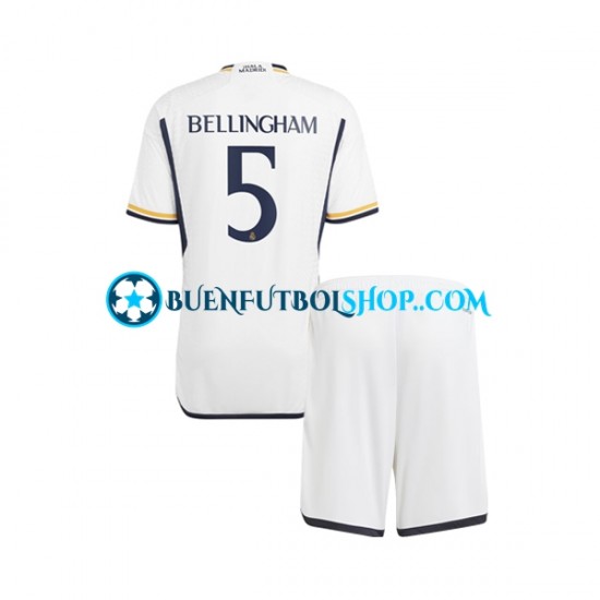 Camiseta de Fútbol Real Madrid Jude Bellingham 5 2023-2024 Primera Equipación Manga Corta Niño