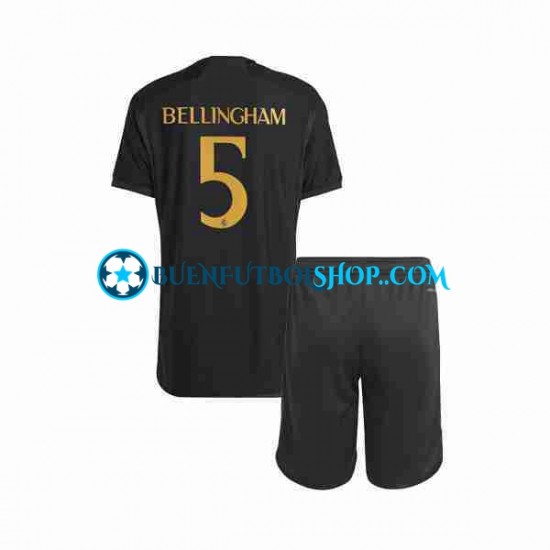 Camiseta de Fútbol Real Madrid Jude Bellingham 5 2023-2024 Tercera Equipación Manga Corta Niño