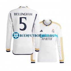 Camiseta de Fútbol Real Madrid Jude Bellingham 5 2023-2024 Primera Equipación Manga Larga Hombre