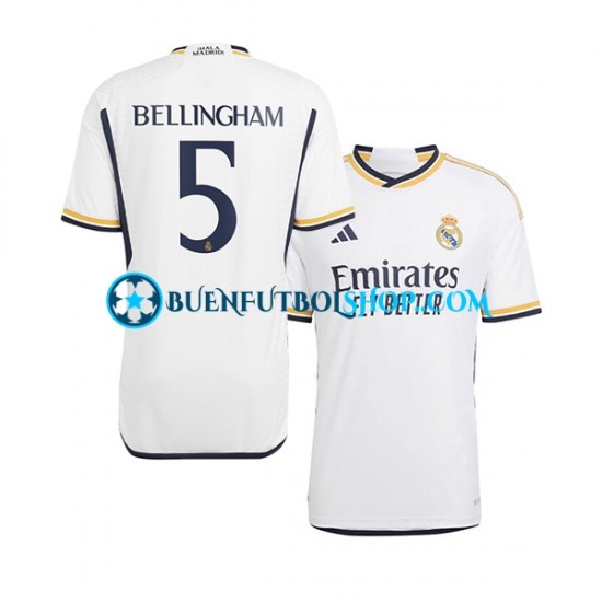 Camiseta de Fútbol Real Madrid Jude Bellingham 5 2023-2024 Primera Equipación Manga Corta Hombre