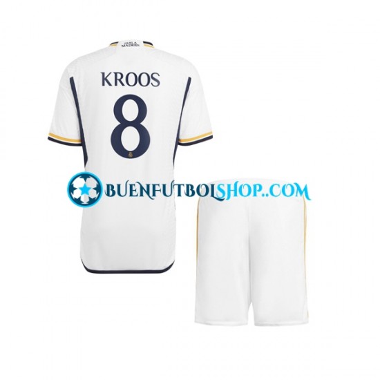 Camiseta de Fútbol Real Madrid Kroos 8 2023-2024 Primera Equipación Manga Corta Niño