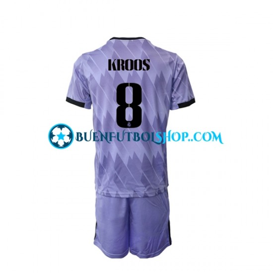 Camiseta de Fútbol Real Madrid Toni Kroos 8 2022-2023 Segunda Equipación Manga Corta Niño