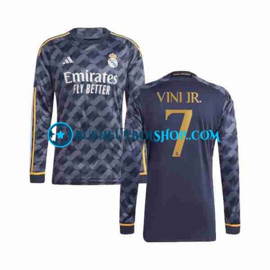 Camiseta de Fútbol Real Madrid Vini Jr 7 2023-2024 Segunda Equipación Manga Larga Hombre