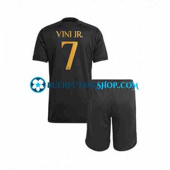 Camiseta de Fútbol Real Madrid Vini Jr 7 2023-2024 Tercera Equipación Manga Corta Niño