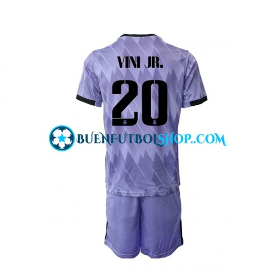 Camiseta de Fútbol Real Madrid Vinicius Junior 20 2022-2023 Segunda Equipación Manga Corta Niño