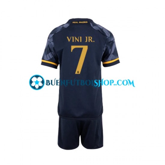 Camiseta de Fútbol Real Madrid Vinicius Junior 7 2023-2024 Segunda Equipación Manga Corta Niño