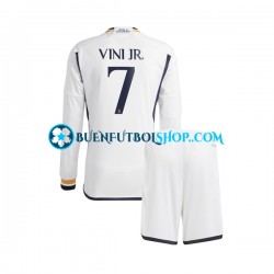 Camiseta de Fútbol Real Madrid Vinicius Junior 7 2023-2024 Primera Equipación Manga Larga Niño