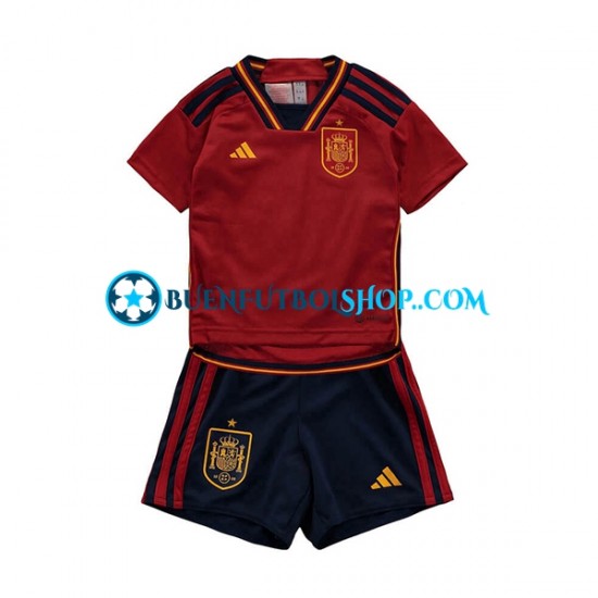 Camiseta de Fútbol España World Cup 2022 Primera Equipación Manga Corta Niño