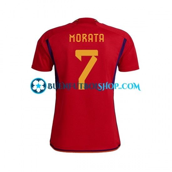 Camiseta de Fútbol España MORATA 7 World Cup 2022 Primera Equipación Manga Corta Hombre