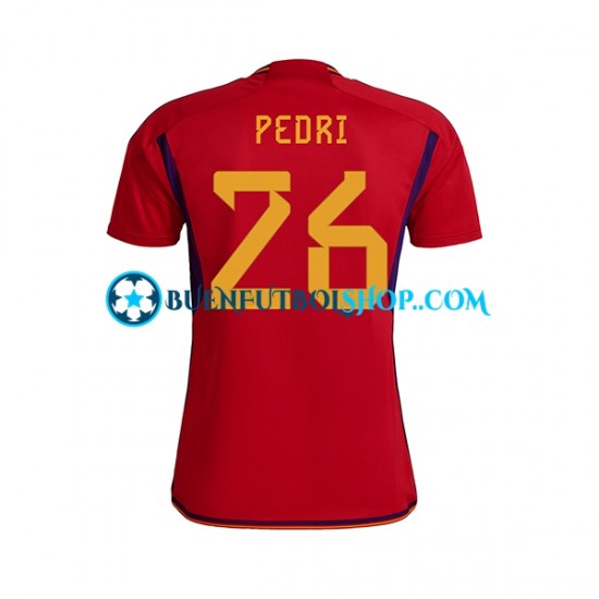 Camiseta de Fútbol España PEDRI 26 World Cup 2022 Primera Equipación Manga Corta Hombre