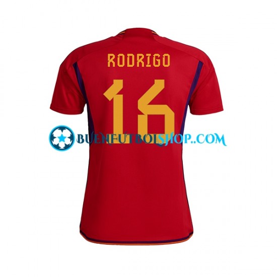 Camiseta de Fútbol España RODRIGO 16 World Cup 2022 Primera Equipación Manga Corta Hombre