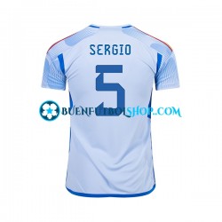 Camiseta de Fútbol España SERGIO BUSQUETS 5 World Cup 2022 Segunda Equipación Manga Corta Hombre Camiseta de Fútbol España SERGIO BUSQUETS 5 World Cup 2022 Segunda Equipación Manga Corta Hombre
