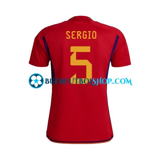 Camiseta de Fútbol España SERGIO BUSQUETS 5 World Cup 2022 Primera Equipación Manga Corta Hombre