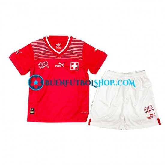 Camiseta de Fútbol Suiza World Cup 2022 Primera Equipación Manga Corta Niño