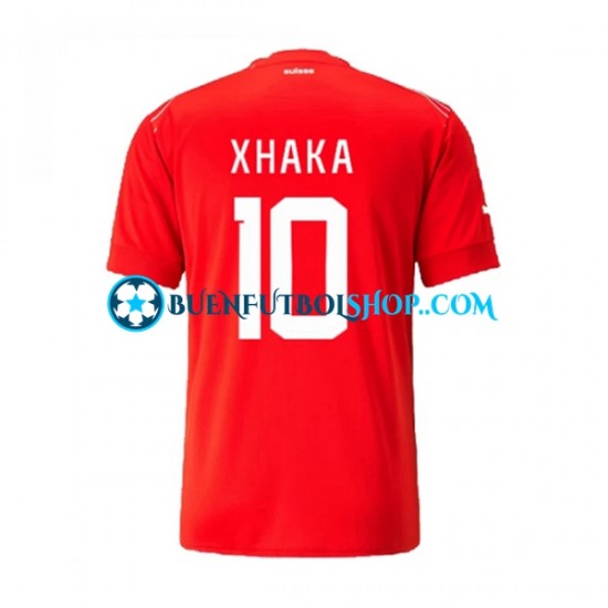 Camiseta de Fútbol Suiza Xhaka 10 World Cup 2022 Primera Equipación Manga Corta Hombre