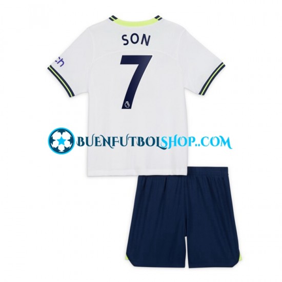 Camiseta de Fútbol Tottenham Hotspur Son Heung-min 7 2022-2023 Primera Equipación Manga Corta Niño