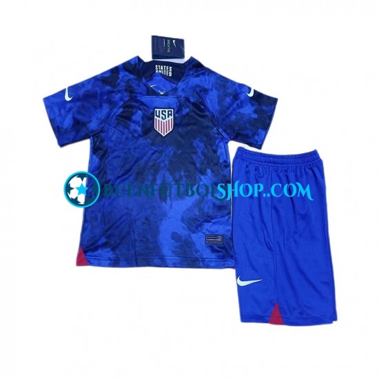 Camiseta de Fútbol Estados Unidos World Cup 2022 Segunda Equipación Manga Corta Niño