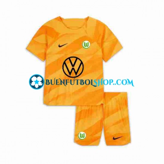 Camiseta de Fútbol VfL Wolfsburg Portero 2023-2024 Primera Equipación Manga Corta Niño