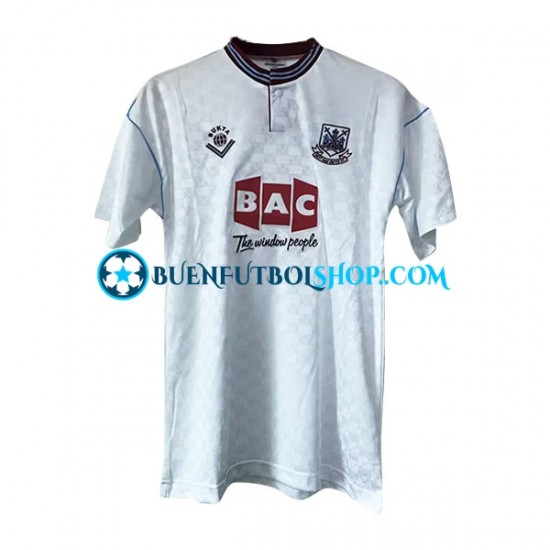 Camiseta de Fútbol West Ham United Retro 1989-1990 Segunda Equipación Manga Corta Hombre