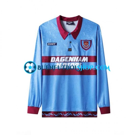 Camiseta de Fútbol West Ham United Retro 1995-1996 Primera Equipación Manga Larga Hombre