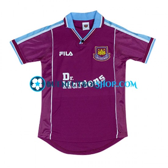 Camiseta de Fútbol West Ham United Retro 1999-2001 Primera Equipación Manga Corta Hombre