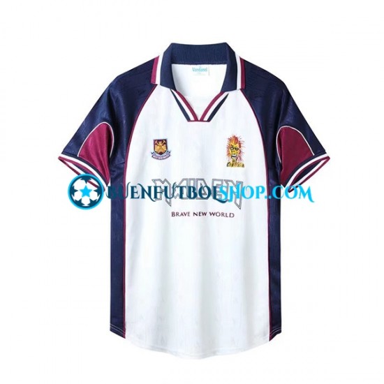 Camiseta de Fútbol West Ham United Retro Iron Maiden 1999 Segunda Equipación Manga Corta Hombre