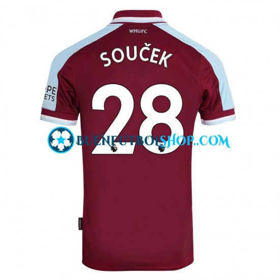 Camiseta de Fútbol West Ham United Tomas Soucek 28 2021-2022 Primera Equipación Manga Corta Hombre