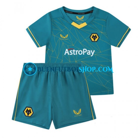 Camiseta de Fútbol Wolverhampton Wanderers 2022-2023 Segunda Equipación Manga Corta Niño