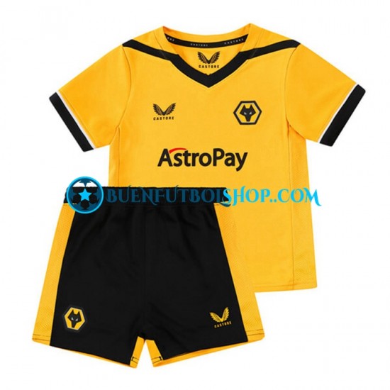 Camiseta de Fútbol Wolverhampton Wanderers 2022-2023 Primera Equipación Manga Corta Niño