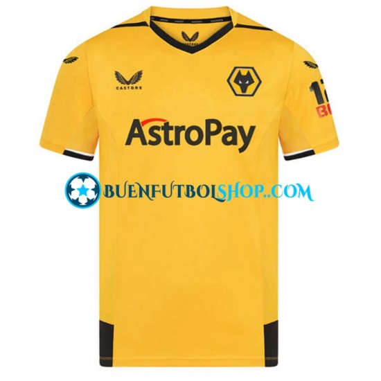 Camiseta de Fútbol Wolverhampton Wanderers 2022-2023 Primera Equipación Manga Corta Hombre