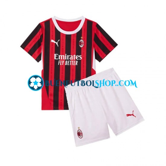 Camiseta de Fútbol AC Milan 2024-2025 Primera Equipación Manga Corta Niño