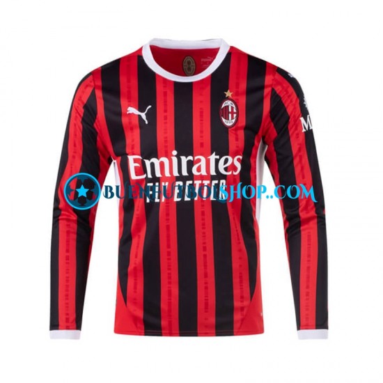 Camiseta de Fútbol AC Milan 2024-2025 Primera Equipación Manga Larga Hombre