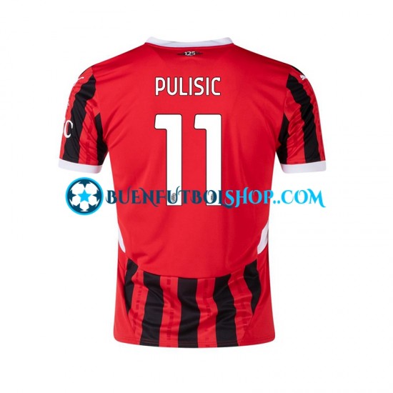 Camiseta de Fútbol AC Milan Pulisic 11 2024-2025 Primera Equipación Manga Corta Hombre