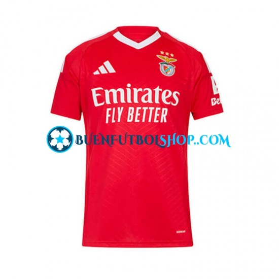 Camiseta de Fútbol Benfica 2024-2025 Primera Equipación Rojo Manga Corta Hombre