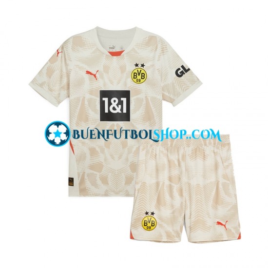 Camiseta de Fútbol Borussia Dortmund Portero 2024-2025 Segunda Equipación Manga Corta Niño