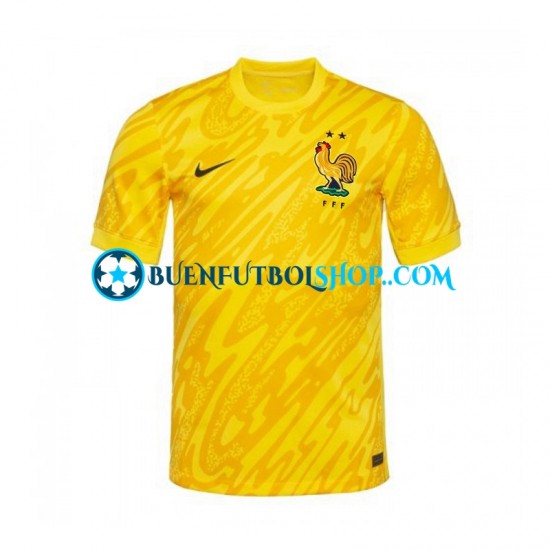 Camiseta de Fútbol Francia Portero Euro 2024 Primera Equipación Amarillo Manga Corta Hombre