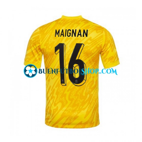 Camiseta de Fútbol Francia Portero MAIGNAN 16 Euro 2024 Primera Equipación Amarillo Manga Corta Hombre