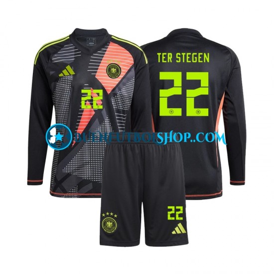 Camiseta de Fútbol Alemania Portero Ter Stegen 22 Euro 2024 Primera Equipación Manga Larga Niño